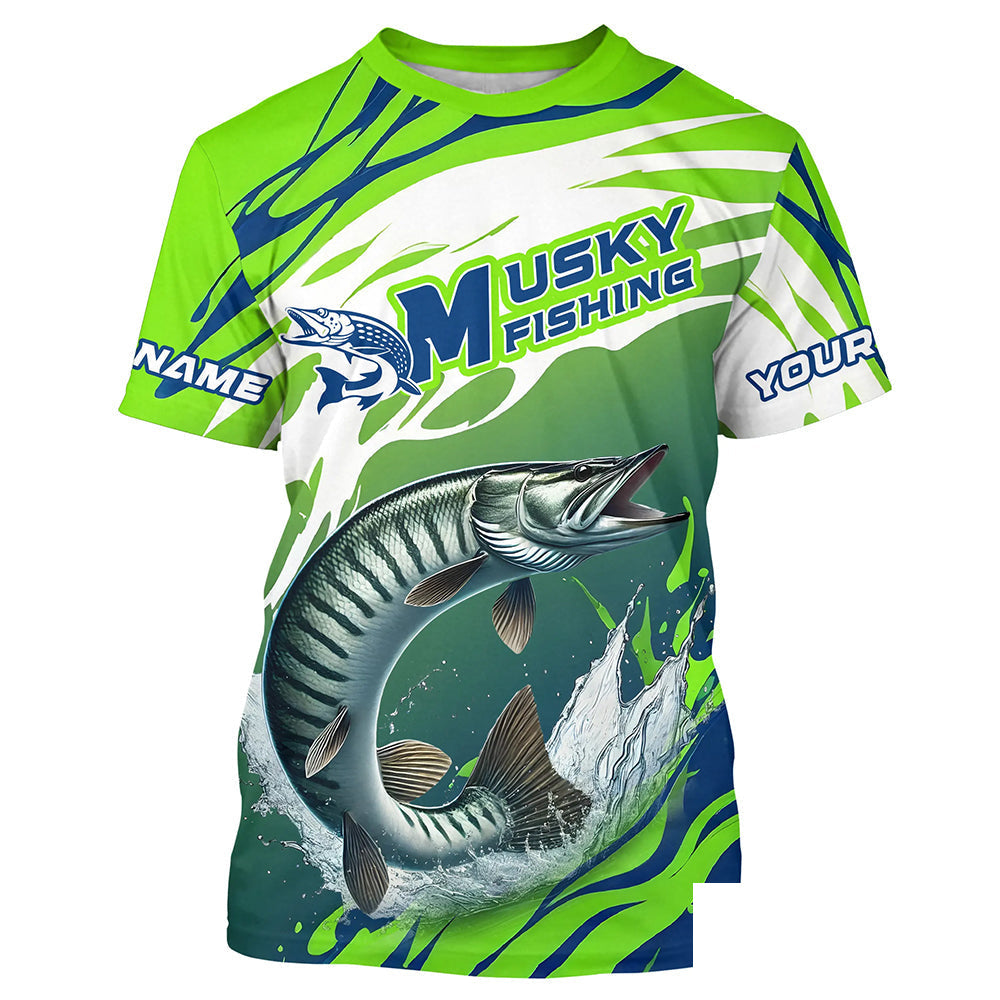 Musky Fishing Custom Long Sleeve Fishing Shirts, Muskie Fishing Tournament Shirts Fishing Jerseys IPHW7181