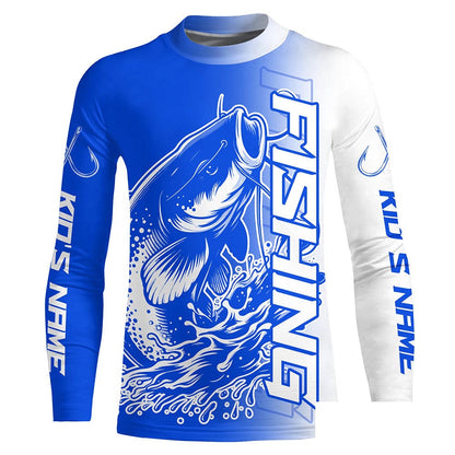 Custom Catfish Fishing Long Sleeve Tournament Shirts, Catfish Fishing Jerseys Fishing Gifts | Blue IPHW6655