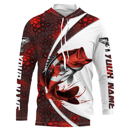 Canada Flag Bass Fishing Custom Long Sleeve Fishing Shirts, Bass Fishing Jerseys | Red Camo IPHW6842