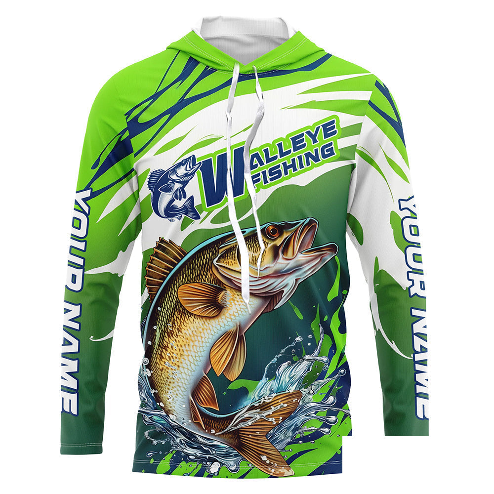 Personalized Walleye Fishing Jerseys, Walleye Fishing Long Sleeve Tournament Fishing Shirts IPHW7026