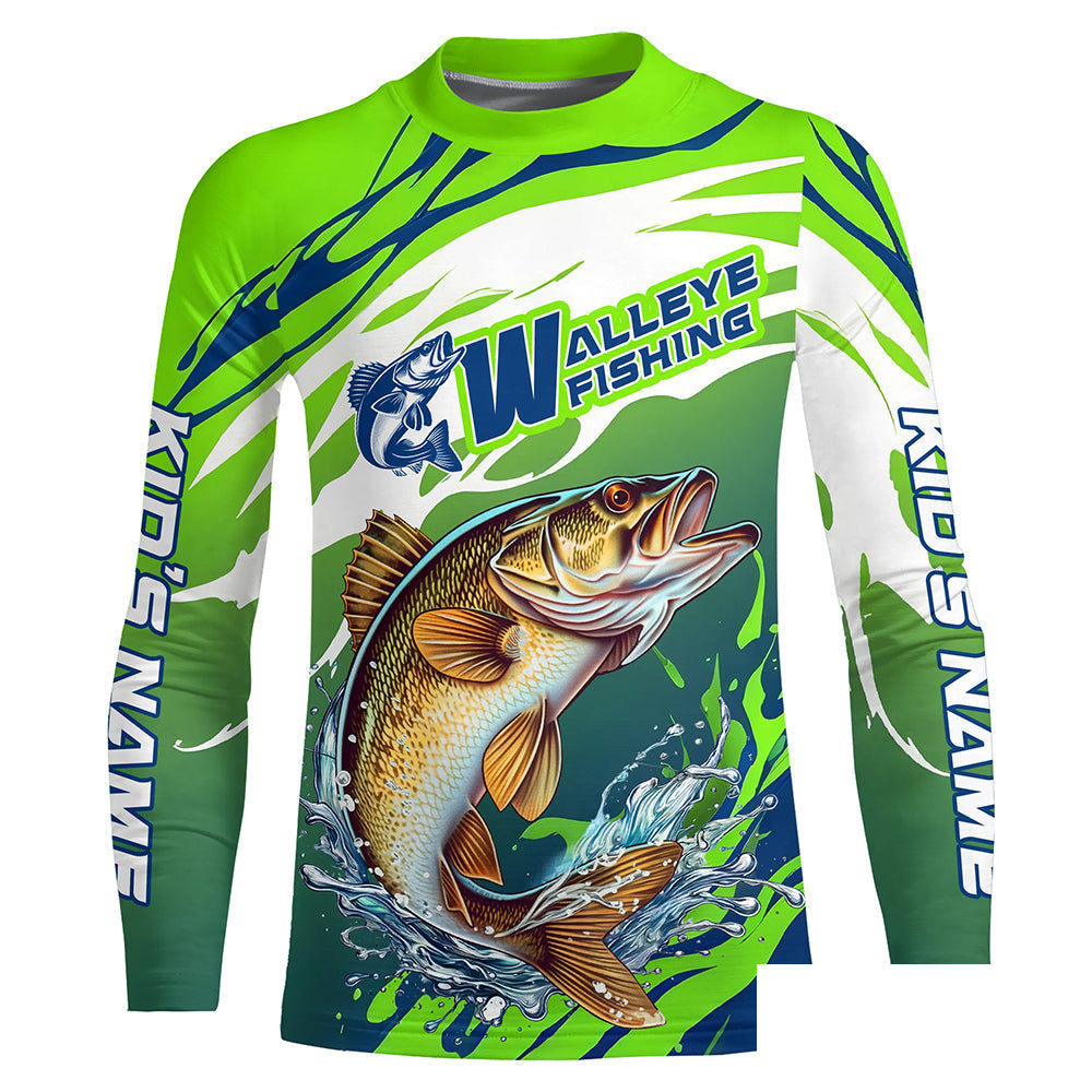 Personalized Walleye Fishing Jerseys, Walleye Fishing Long Sleeve Tournament Fishing Shirts IPHW7026