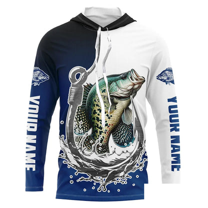 Custom Crappie Long Sleeve Fishing Shirts, Fish Hook Shirt Design Crappie Fishing Jerseys IPHW6222