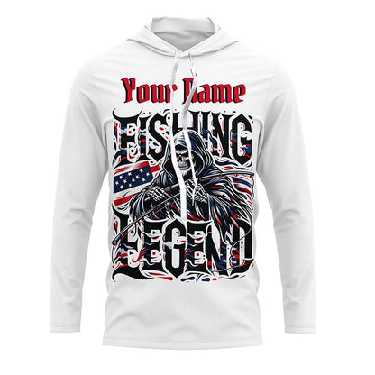 Personalized Fishing Legend Long Sleeve Fishing Shirts, American Flag Patriotic Fishing Gifts IPHW5541