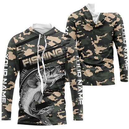 Walleye Fishing Camo Custom Long Sleeve Shirts, Patriotic Walleye Fishing Jerseys IPHW6044