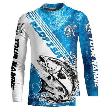 Redfish Fishing Custom Long Sleeve Performance Shirts, Saltwater Redfish Fishing Shirts IPHW6306