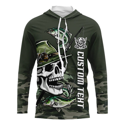 Skull Fisherman Custom Long Sleeve Tournament Fishing Shirts, Skull Performance Fishing Jerseys IPHW6344