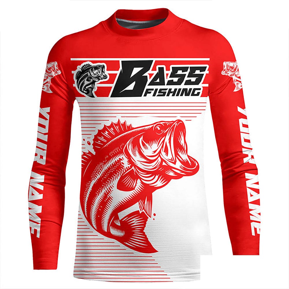 Custom Bass Fishing Jerseys, Largemouth Bass Long Sleeve Uv Protection Fishing Shirts IPHW5757