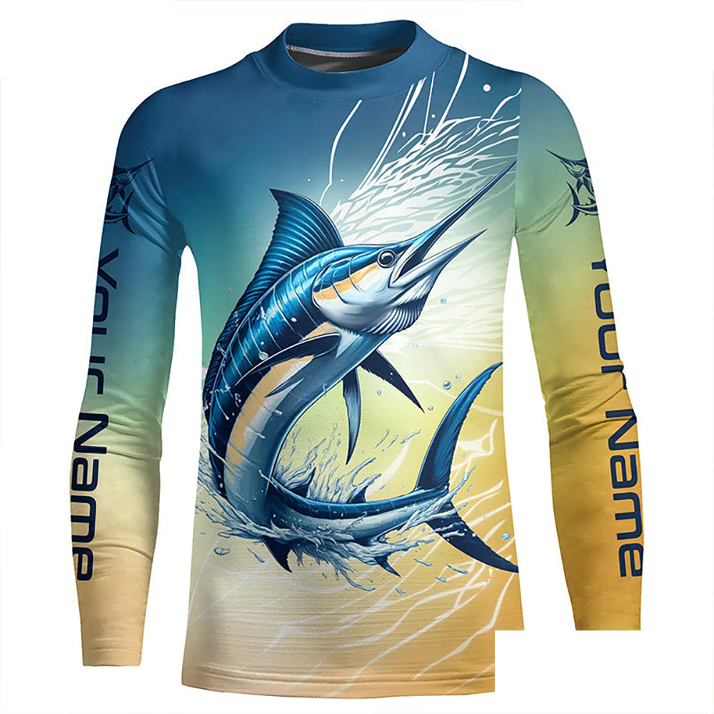 Personalized Marlin Fishing Long Sleeve Performance Shirts, Marlin Fishing Saltwater Jerseys IPHW6377