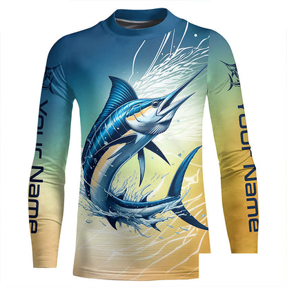 Personalized Marlin Fishing Long Sleeve Performance Shirts, Marlin Fishing Saltwater Jerseys IPHW6377