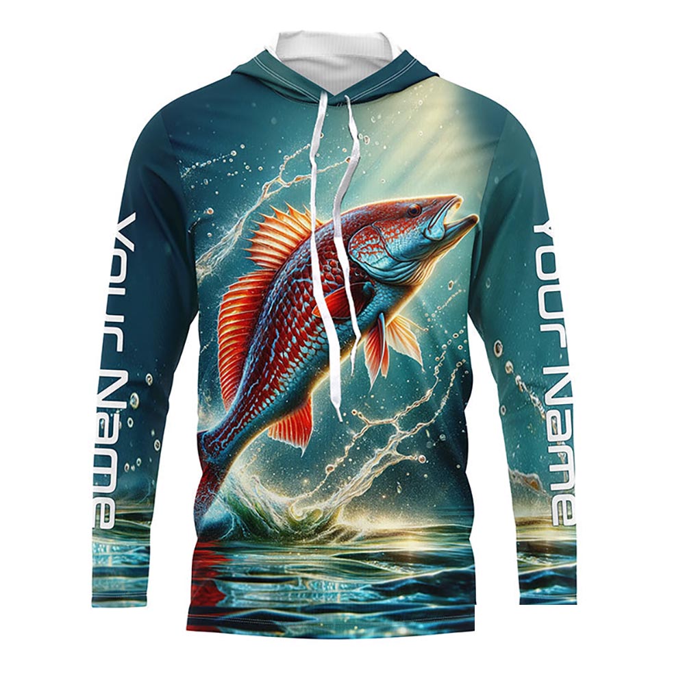 Redfish Puppy Drum Custom Long Sleeve Performance Fishing Shirts, Redfish Fishing Jerseys  IPHW5582