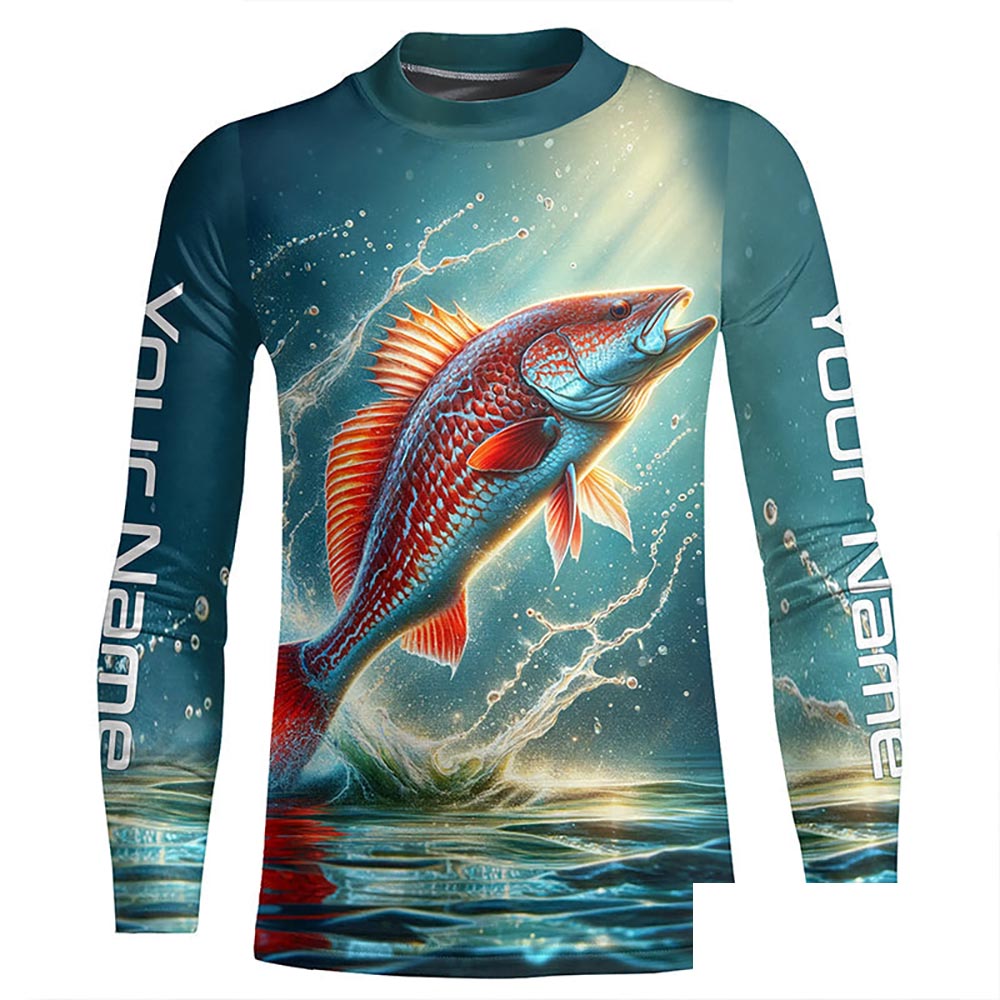 Redfish Puppy Drum Custom Long Sleeve Performance Fishing Shirts, Redfish Fishing Jerseys  IPHW5582
