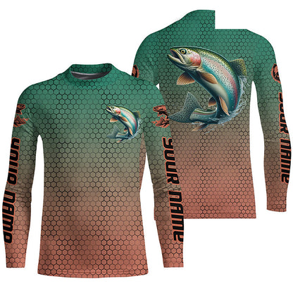 Rainbow Trout Fishing Custom Long Sleeve Tournament Fishing Shirts, Trout Fisherman Fishing Jerseys IPHW6416