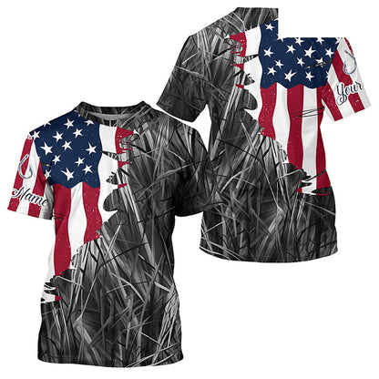 Custom Patriotic Camouflage Long Sleeve Fishing Shirts, Personalized Fishing Jerseys | Gray Camo IPHW6998