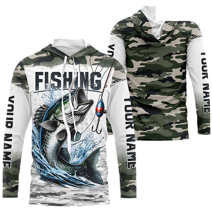 Bass Fishing Camo Custom Long Sleeve Fishing Shirts, Personalized Bass Fishing Jerseys IPHW5799