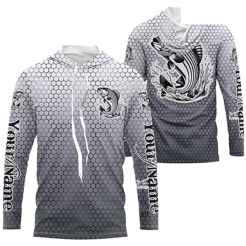 Striped Bass Long Sleeve Performance Fishing Shirsts, Custom Striper Performance Fishing Jerseys IPHW6216