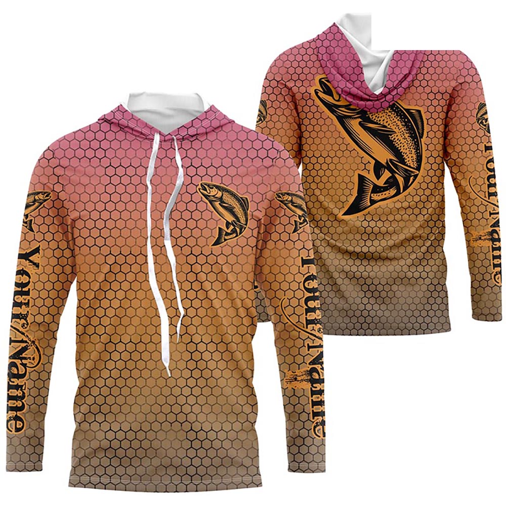 Custom Rainbow Trout Fly Fishing Long Sleeve Shirts, Trout Tournament Fishing Shirts IPHW6219