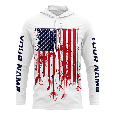 Us Fly Fishing Lures American Flag Custom Patriotic Long Sleeve Fishing Shirts, Flyfishing Shirt IPHW7361