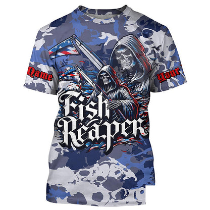 Fish Reaper Camo Long Sleeve Performance Fishing Shirts With Customized Name For Men, Women And Kids IPHW5540