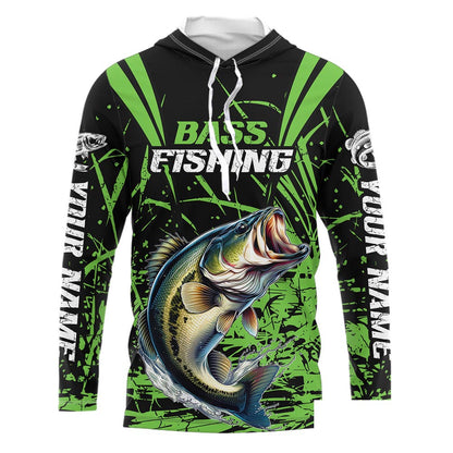 Customized Bass Fishing Long Sleeve Tournament Shirts, Bass Fishing Gifts For Fisherman | Green IPHW6646