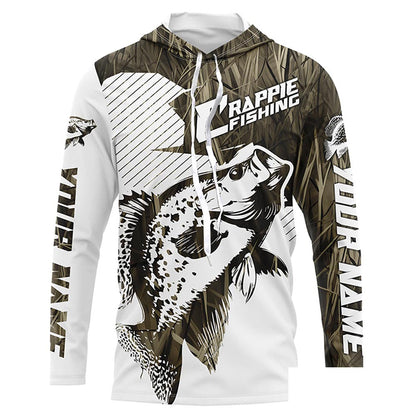Crappie Fishing Long Sleeve Tournament Fishing Shirts, Custom Crappie Fishing Jerseys |Brown Camo IPHW6339