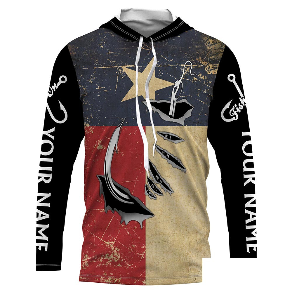 Texas Fishing 3D Fish Hook patriotic fish on Custom name fishing jerseys | Long sleeve, Long Sleeve Hooded NPQ814