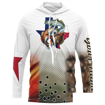 Texas Slam Redfish, Speckled Trout, Flounder fishing Texas Flag Customize Long sleeve fishing shirts NPQ300