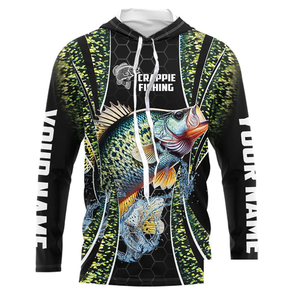Crappie freshwater fishing green scales Custom name fishing jerseys | Long sleeve, Long Sleeve Hooded NPQ770