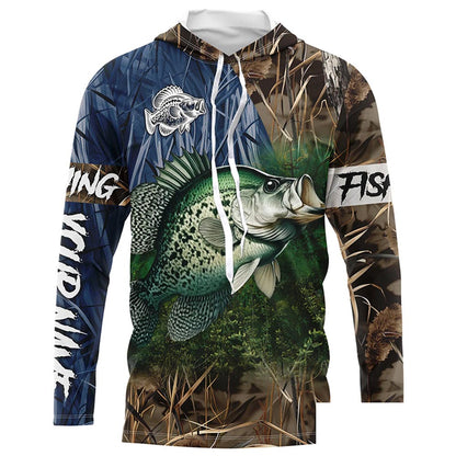 Crappie Fishing camo Customize 3D fishing UV protection long sleeves fishing shirt for men NPQ8