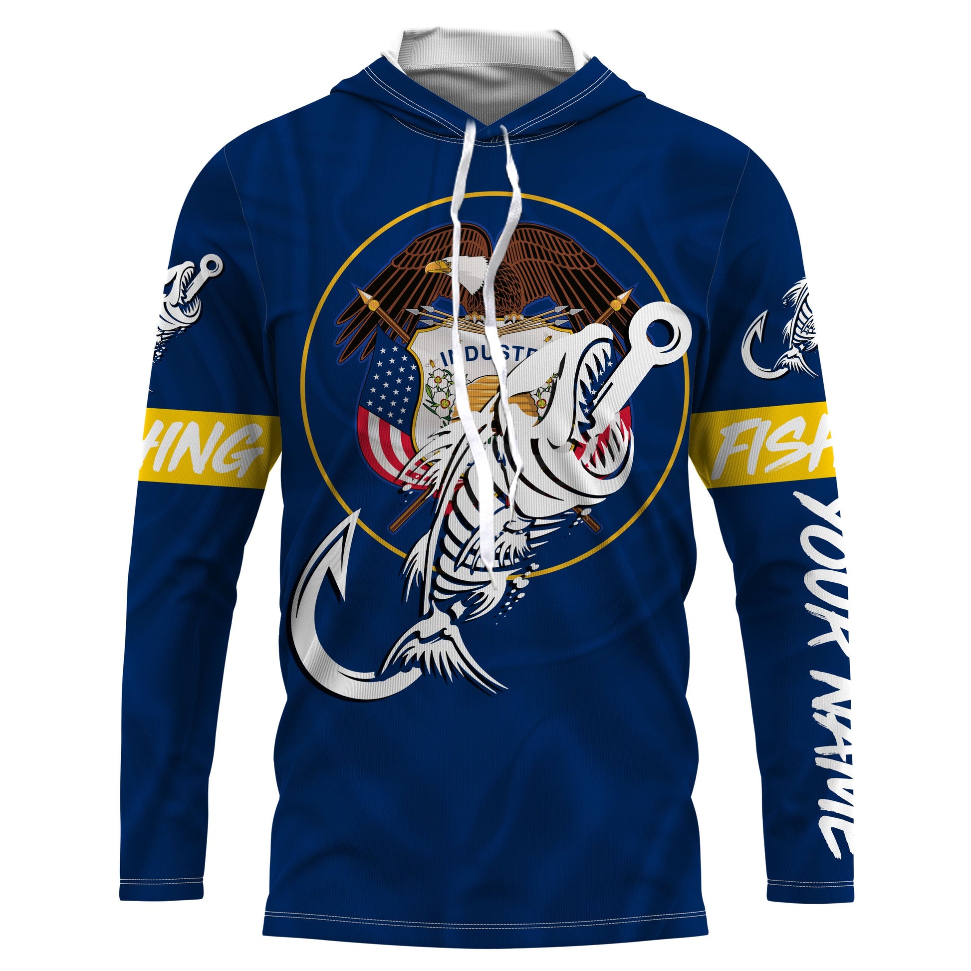 UT Utah Fishing Flag Fish hook skull Custom name jerseys | Long sleeve, Long Sleeve Hooded NPQ742