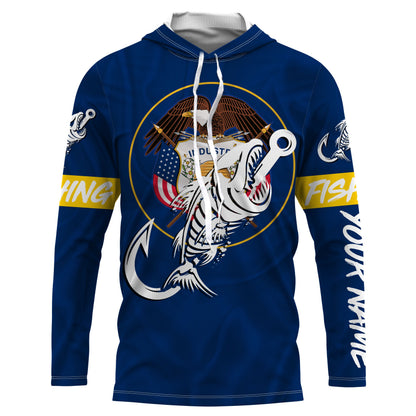 UT Utah Fishing Flag Fish hook skull Custom name jerseys | Long sleeve, Long Sleeve Hooded NPQ742