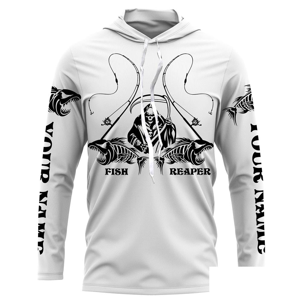 Personalized Fish reaper Fishing fish skeleton Custom name Long sleevefishing shirts, Long Sleeve Hooded NPQ877