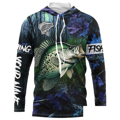Crappie Fishing blue camo Custom name Performance Long Sleeve UV protection fishing shirts for men NQSD93