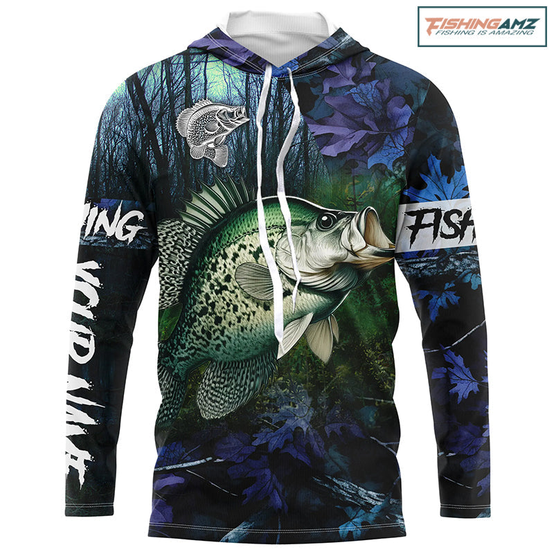 Crappie teal blue camo fishing apparel Customize name 3D All Over Printed Long sleeve fishing shirts NPQ227