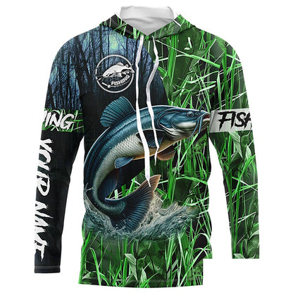 Catfish fishing green camouflage fishing clothing Customize long sleeves fishing apparel NPQ454