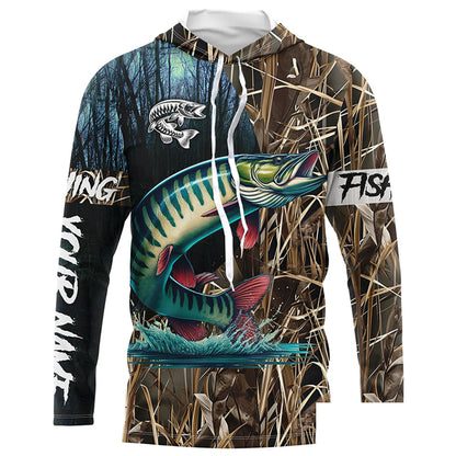 Musky Fishing camo Custom fishing Long sleeve, Long sleeves hooded shirts NPQ278