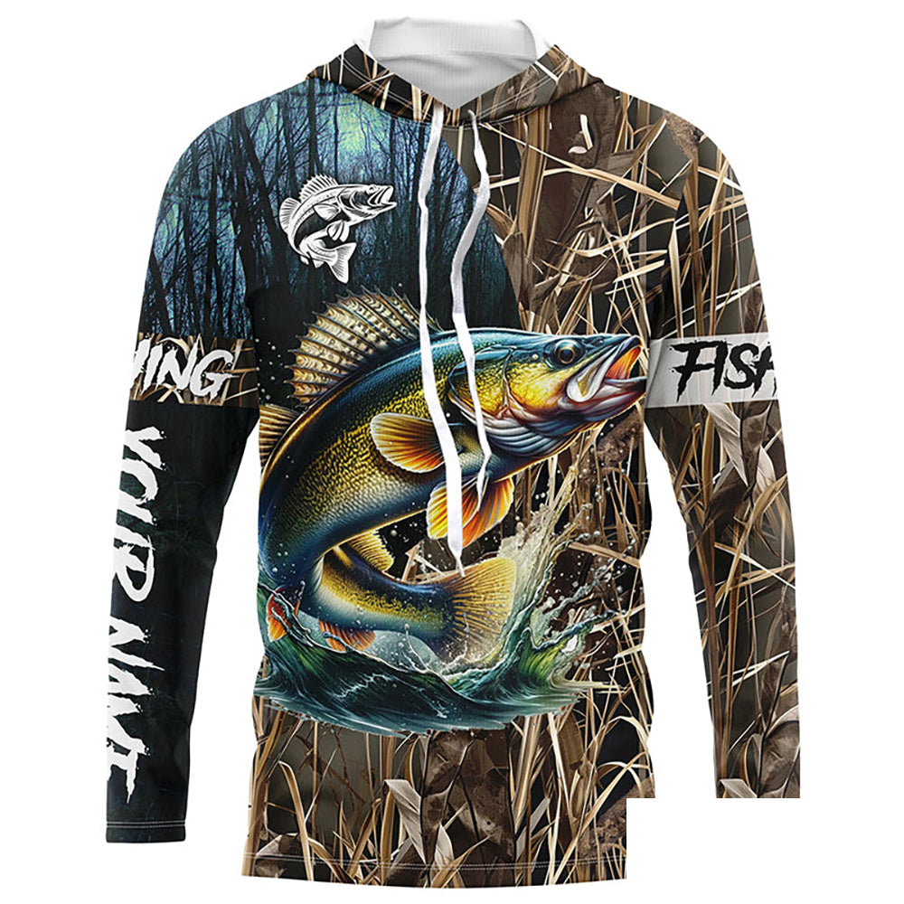 Walleye Fishing camo Customized Long sleeve fishing shirts, personalized fishing gifts NPQ306