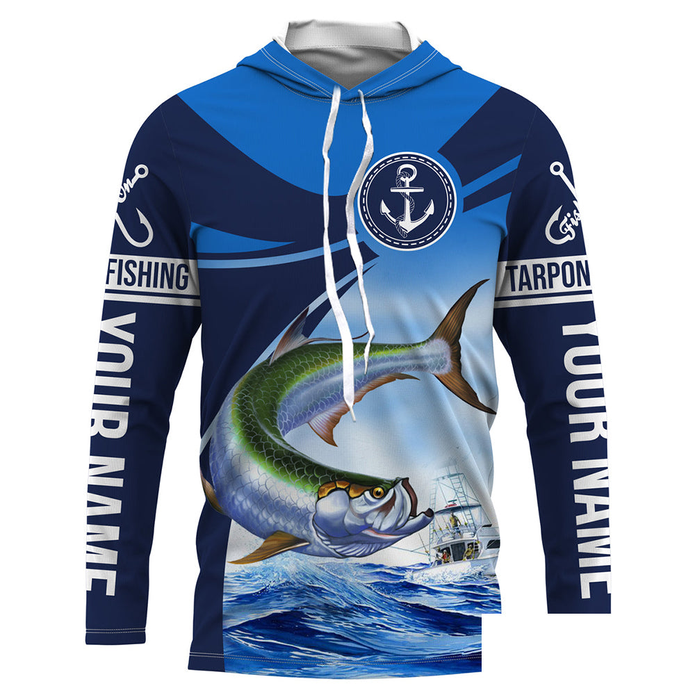 Tarpon fishing Custom name Tarpon sun protection Long sleeve fishing shirts, Long Sleeve Hooded NPQ907