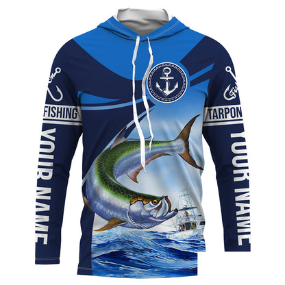Tarpon fishing Custom name Tarpon sun protection Long sleeve fishing shirts, Long Sleeve Hooded NPQ907