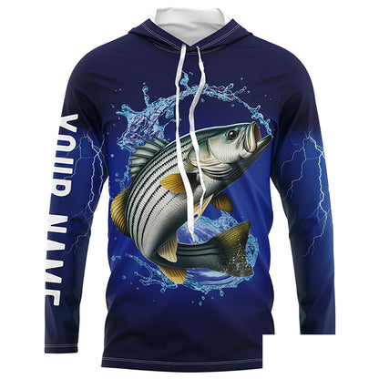 Striped Bass Fishing Blue lightning UV protection custom long sleeves fishing shirt for men NPQ241