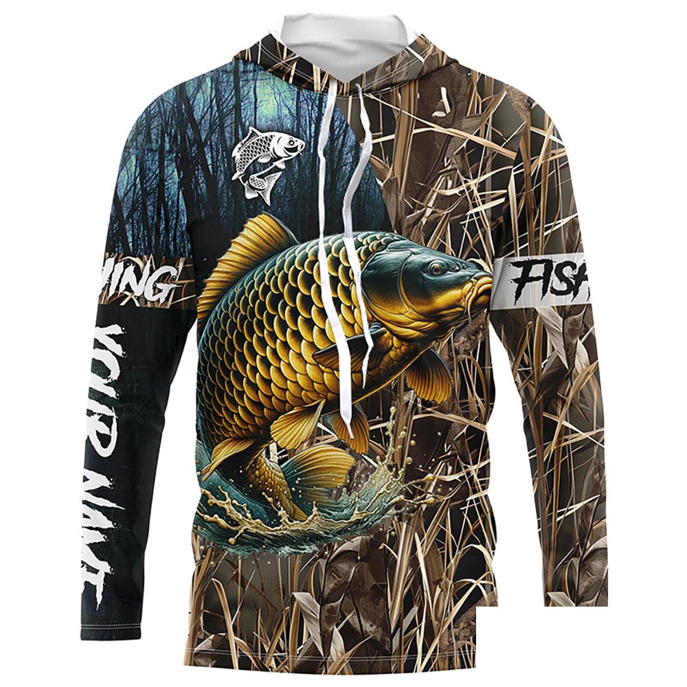 Carp Fishing camo Customize Name UV protection long sleeves fishing shirt for men NPQ103