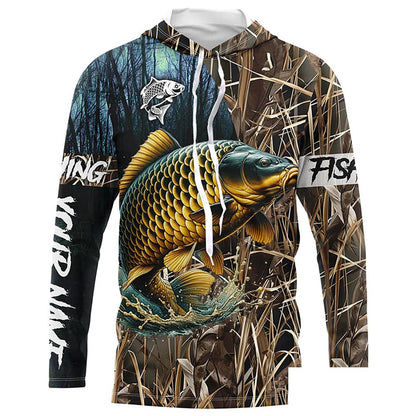 Carp Fishing camo Customize Name UV protection long sleeves fishing shirt for men NPQ103