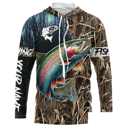 Rainbow Trout Fishing camo Customize name Long sleeve fishing shirts, personalized fishing gifts NPQ283