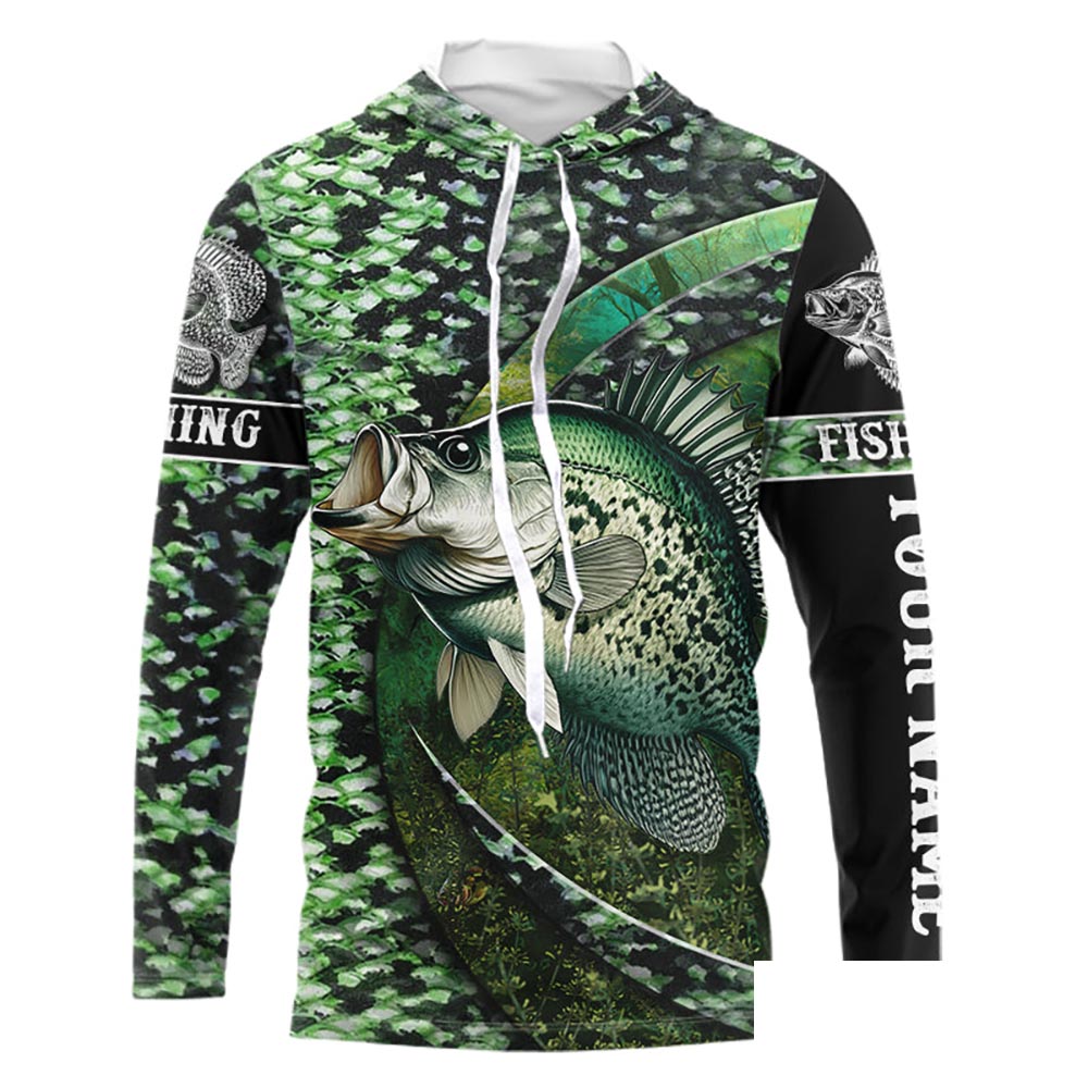 Crappie fishing Green Scales freshwater fish Custom UV protection long sleeves fishing shirt for men NPQ125