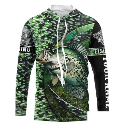 Crappie fishing Green Scales freshwater fish Custom UV protection long sleeves fishing shirt for men NPQ125