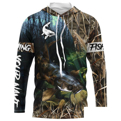 Flathead Catfish Fishing camo Customized Long sleeve Fishing Shirts, personalized fishing gift NPQ242