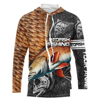 Redfish puppy drum scales tackle fishing Custom UV protection long sleeves fishing shirt for men NPQ60