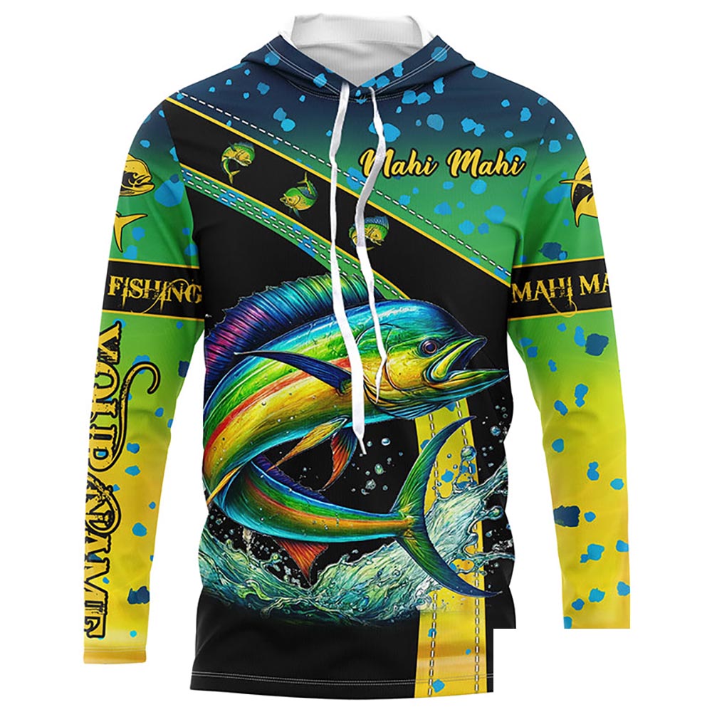 Mahi mahi fishing green scales UV protection Custom long sleeve fishing shirts, Dorado fishing jerseys NQS5393