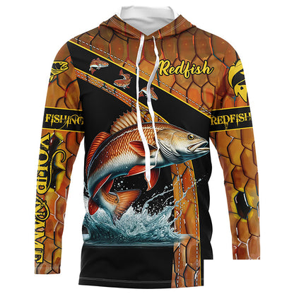 Redfish fishing scales UV protection Custom long sleeve fishing shirts, red drum fishing jerseys NQS5394