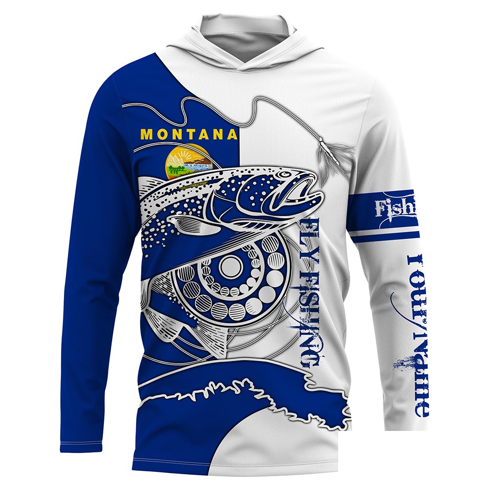 Montana Trouts fly fishing flag patriotic Custom name fishing jerseys | Long sleeve, Long Sleeve Hooded NPQ822