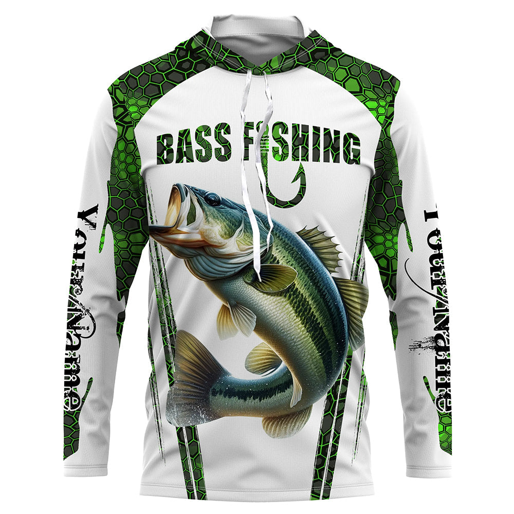 Bass fishing green camo Custom UV Protection long sleeve fishing shirts NQS5456